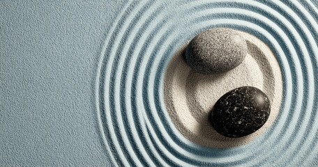 Zen garden with smooth stones