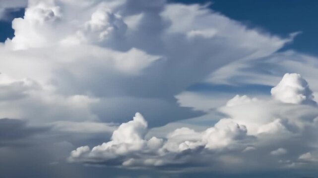 A Mesmerizing Display of Changing Cloud Patterns under a Dynamic Sky, Transitioning from Bright Whites to Dark Grays in a Natural Scherzo of Atmospheric Drama