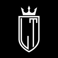 LT Vector logo of initials shield with crown and minimalist, elegant style