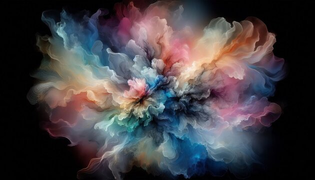 Ethereal watercolor washes blending into holographic gradients