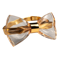 Obraz na płótnie Canvas Golden and transparent bow tie, isolated on transparent background