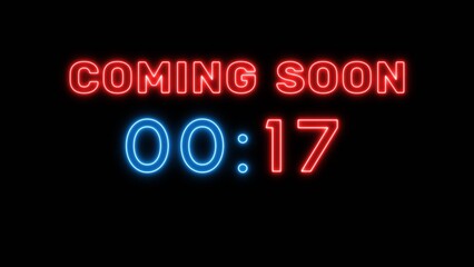 17 second countdown timer. Neon timer number 17 illustration.