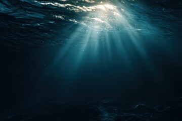 Fototapeta premium Sunlight piercing dark underwater depths (1)