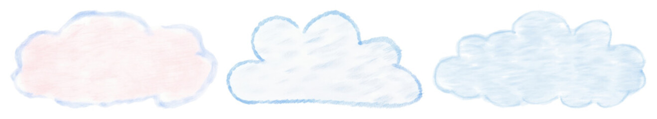 PNG Whimsical pastel cloud illustrations, element set on transparent background