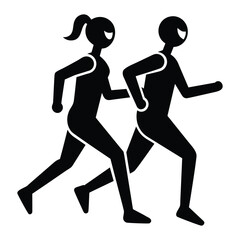 Jogging Couple Pictogram Isolated on White Background