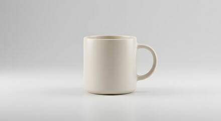 Fototapeta premium A clean studio shot featuring a single white ceramic coffee mug centered on a white background space
