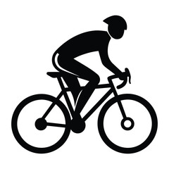 Cyclist Riding Bicycle Vector Icon Isolated on White