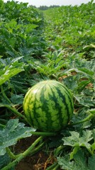 A watermelon in a field