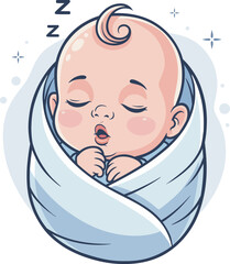 Cute baby sleeping in a blanket. Concept of a peacefully sleeping baby. Vector illustration.eps