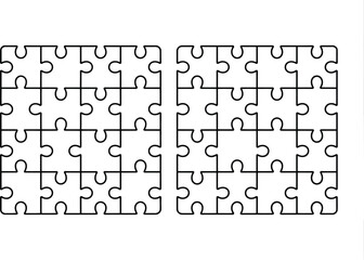 Two incomplete puzzle frames made of white pieces against a white background, representing challenges and unfinished tasks.