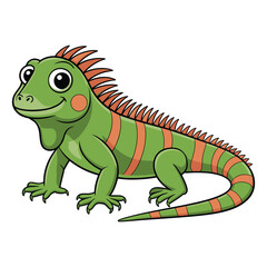 Fototapeta premium Green Iguana Isolated on White Background Showing Detailed Scales and Natural Posture