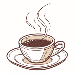 Obraz premium Steaming Cup of Coffee on a Saucer with Swirling Steam beverage