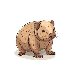 Wombat, cartoon vector illustration, flat 2D isometric style, white background.