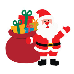 Santa Claus with a huge bag of gifts