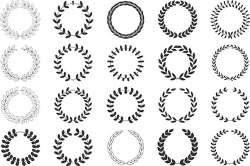 Collection of diverse laurel wreath designs symbolizing achievement and victory