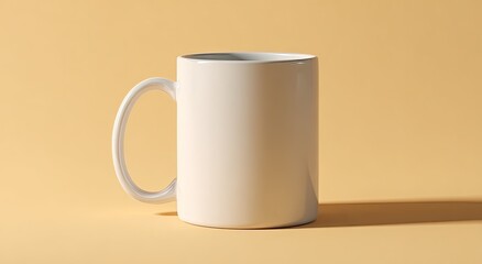 Plain white mug on a pale orange background