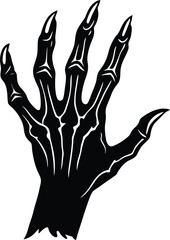 Halloween spooky and creepy hand vector shapes collection. Black Ghost Claws vector illustration. Devil Claws vector. 