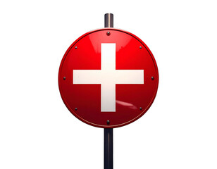 Obraz premium Red Crossed Circle Sign with Urban Street Elements