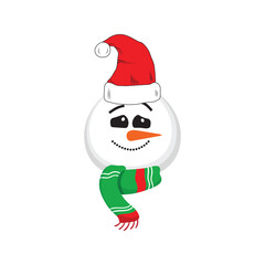 Cartoon Cute Snowman Vector for Christmas
