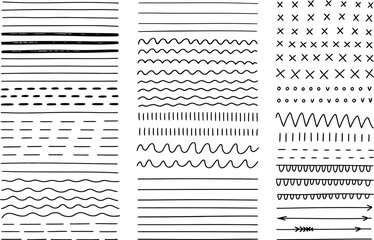 Collection of hand-drawn lines and shapes in various textures and patterns