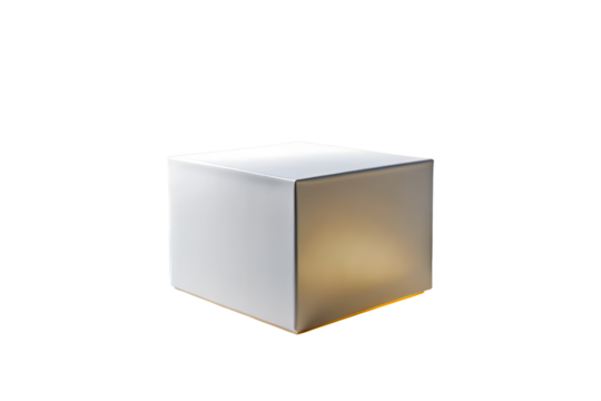 Small white cube isolated on white background