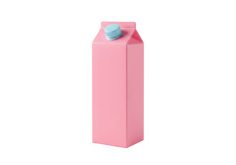 Isolated carton of milk with a light blue cap, packaging design for dairy or fruit juice