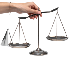 Hand Holding Scales with Festive Celebration Elements