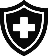 Obraz premium Protective shield with medical cross symbol for health and safety