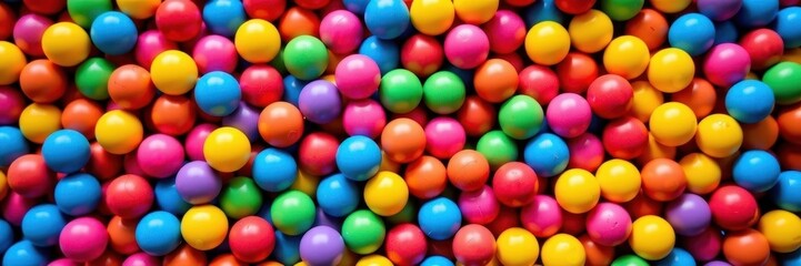 Fototapeta premium Vibrant multicolored balls create a dynamic and playful background texture, ideal for design projects needing a fun and energetic feel, playful, spheres, dynamic background