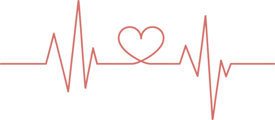 Healthy heartbeat line with a delicate heart symbol in the center