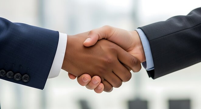 Business handshake with agreement, and deal.