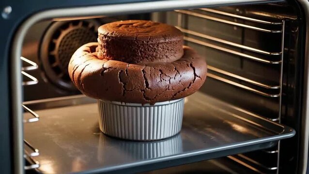  Chocolate souffl&eacute; rising in oven time