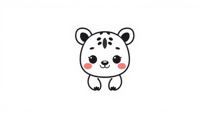 Fototapeta premium Adorable cartoon white tiger cub with playful expression, perfect for children's projects.