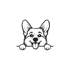 Playful Puppy Vector Illustration, Cute Dog Peek Design