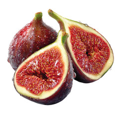 Obraz na płótnie Canvas Fresh Figs with Water Droplets, isolated on transparent background
