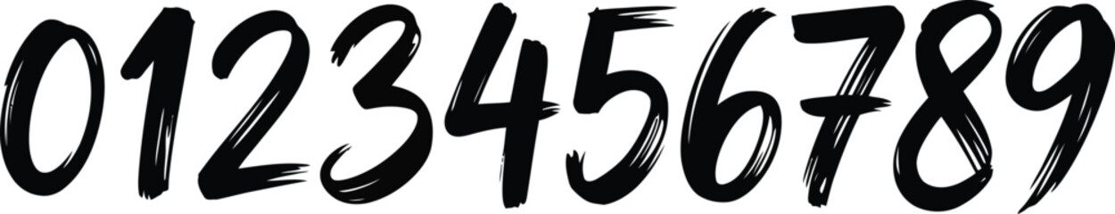 Handwritten numbers from 0 to 9 in black ink on a white background.