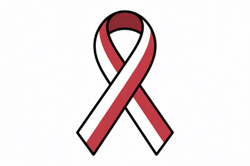 Red and White Awareness Ribbon Vector Illustration on White Background.