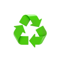 Obraz premium 3D Green Recycling Symbol – Icon of Sustainability, Renewal, and Environmental Action