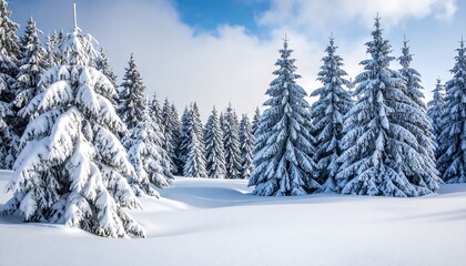 Winter wonderland landscape. Snowy fir trees