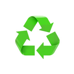 Obraz premium 3D Green Recycling Symbol – Icon of Sustainability, Renewal, and Environmental Action