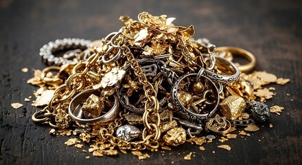 Gold Silver Jewelry Scrap Pile.