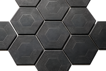 Dark hexagonal tiles pattern isolated on white background