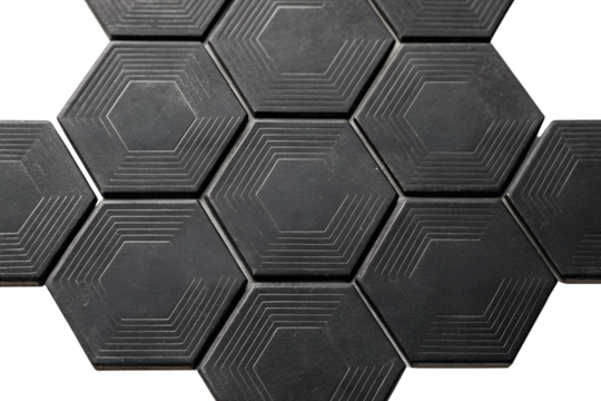 Dark hexagonal tiles pattern isolated on white background