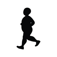 Silhouette of a person walking forward with noticeable physical characteristics