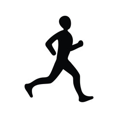 Black silhouette of a person running on a white isolated background