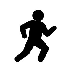 Simple Black Silhouette of a Running Figure on a White Background