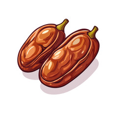 Date Fruit, cartoon vector illustration, flat 2D isometric style, white background.