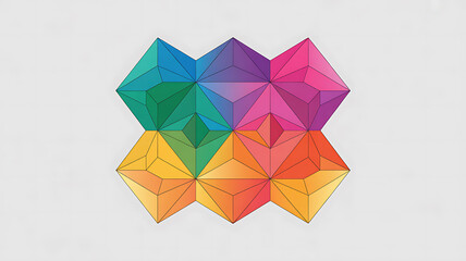 Vibrant geometric abstract pattern with rainbow colors and repeating diamond shapes