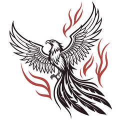 Fototapeta premium Vector art of phoenix rising from the ashes, , a symbol of rebirth and transformation