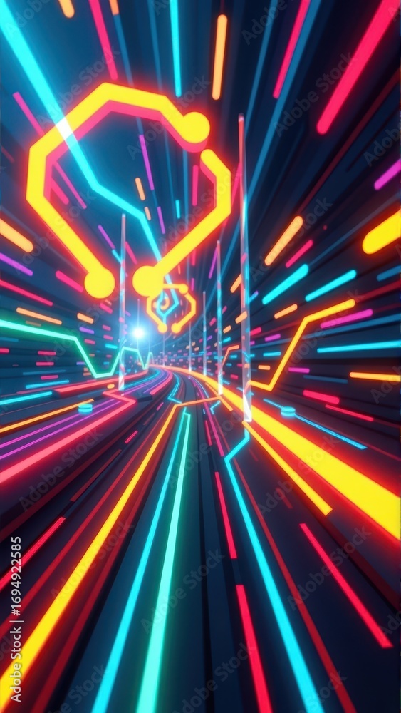 Poster abstract futuristic background with glowing neon shapes and dynamic lines, perfect for tech or sci-f